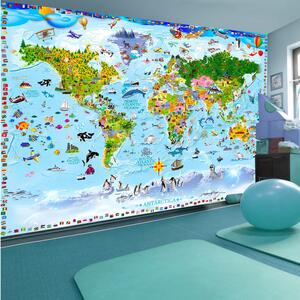 Fototapet World Map For Kids 150x105 - Artgeist sp. z o. o
