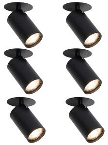Set med 6 moderna infällda spotlights svart GU10 50mm - Chels