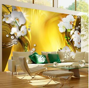 Fototapet Orchid In Gold 100x70 - Artgeist sp. z o. o