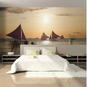 Fototapet Sailing Boats Sunset 200x154 - Artgeist sp. z o. o