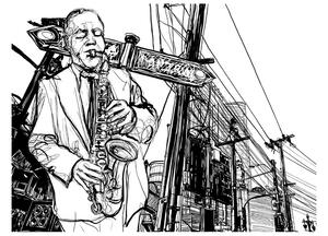 Fototapet Saxophone Recital On Broadway 250x193 - Artgeist sp. z o. o