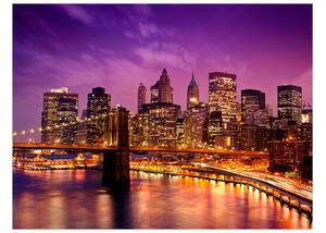 Fototapet Manhattan Och Brooklyn Bridge På Natten 200x154 - Artgeist sp. z o. o