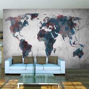 Fototapet World Map On The Wall 250x193 - Artgeist sp. z o. o