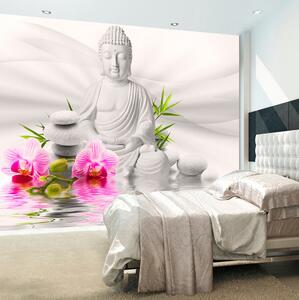 Fototapet Buddha And Orchids 100x70 - Artgeist sp. z o. o