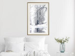 Inramad Poster / Tavla - Snowy Park - 20x30 Svart ram med passepartout