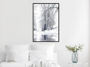 Inramad Poster / Tavla - Snowy Park - 20x30 Guldram med passepartout