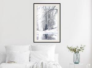 Inramad Poster / Tavla - Snowy Park - 20x30 Guldram med passepartout