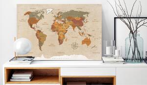 Tavla World Map: Beige Chic 90x60 - Artgeist sp. z o. o
