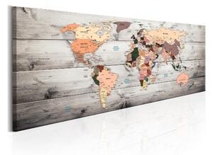 Tavla World Maps Wooden Travels 150x50 - Artgeist sp. z o. o