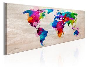 Tavla World Map Finesse Of Colours 150x50 - Artgeist sp. z o. o
