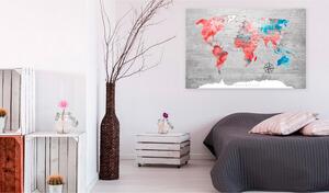 Tavla World Map: Red Roam 90x60 - Artgeist sp. z o. o