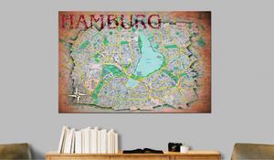 Tavla Map of Hamburg 90x60 - Artgeist sp. z o. o