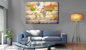 Tavla Map on wood: Colourful Travels 90x60 - Artgeist sp. z o. o