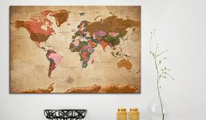 Tavla World Map: Brown Elegance 90x60 - Artgeist sp. z o. o