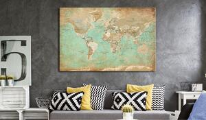 Tavla World Map: Celadon Journey 120x80 - Artgeist sp. z o. o