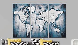 Tavla World Map: Ink Triptych 120x80 - Artgeist sp. z o. o