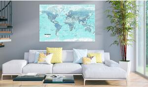 Tavla World Map: Sky Blue World 90x60 - Artgeist sp. z o. o