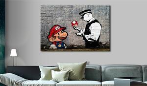 Tavla Mario and Cop by Banksy 90x60 - Artgeist sp. z o. o