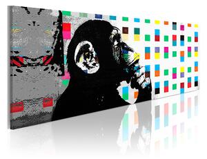 Tavla Banksy The Thinker Monkey 150X50 Flerfärgad - Artgeist sp. z o. o