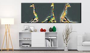 Tavla Colourful Giraffes 120x40 - Artgeist sp. z o. o
