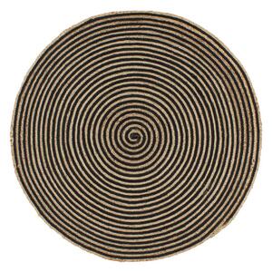 Handgjord jutematta med spiraldesign svart 90 cm - Svart