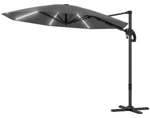 Aluminium Parasoll LED Solar Diameter 300 cm Höjdjusterbar Parasoll med Vevstativ UV50+ Vattenavvisande 360° Roterbart Market Pa