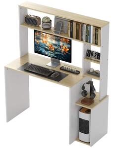 Skrivbord 113 x 45 cm Datorbord Kontorsbord med öppna hyllor CPU-stativ Stålram för hemmakontor Sovrum Ek |