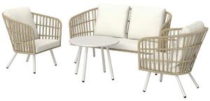 Trädgårdsmöbelset av polyrattan loungeset med 2 soffstolar bordsdynor väderbeständig sittgrupp för 4 personer utemöbler balkongm