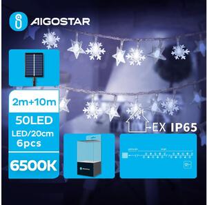 Aigostar - LED Solar Julkedja 50xLED/8 funktioner 12m IP65 kall vit