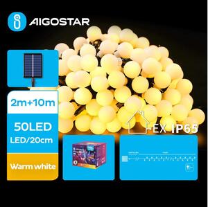 Aigostar - LED Solar Dekorativ slinga 50xLED/8 funktioner 12m IP65 varm vit