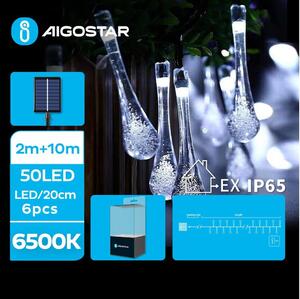 Aigostar - LED Solar Dekorativ slinga 50xLED/8 funktioner 12m IP65 kall vit