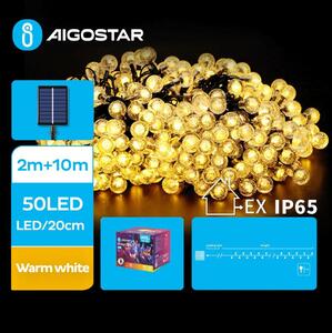 Aigostar - LED Solar Dekorativ slinga 50xLED/8 funktioner 12m IP65 varm vit