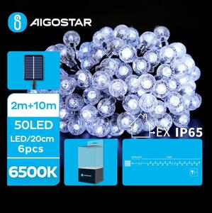 Aigostar - LED Solar Dekorativ slinga 50xLED/8 funktioner 12m IP65 kall vit