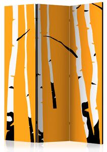 Rumsavdelare Birches on the Orange Background 135x172 cm - Artgeist sp. z o. o