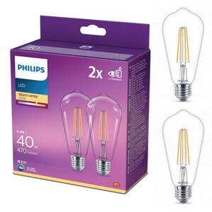 KIT 2x LED glödlampa VINTAGE Philips ST64 E27/4,3W/230V 2700K