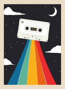 Illustration retro party poster with cassette tape, martinwimmer