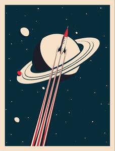 Illustration vintage rocket poster, martinwimmer