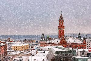 Fotografi Snowy Helsingborg Skyline, Tonygers