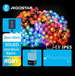 Aigostar - LED Solar Dekorativ slinga 50xLED/8 funktioner 12m IP65 Flerfärgad