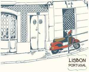 Illustration Lisbon street sketch, tasza_natasha