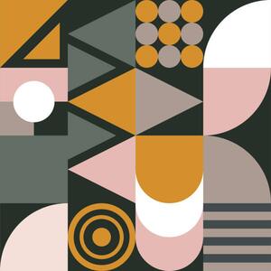 Illustration Bauhaus seamless pattern with geometric shapes, tomozina