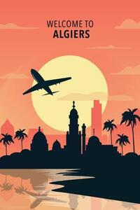 Illustration Welcome to Algiers, Algeria. Retro city, Illustrator