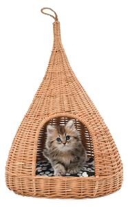 Kattkoja med dyna 40x60 cm naturlig pil tipi - Brun