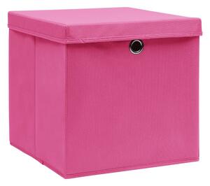 Förvaringslådor med lock 10 st 28x28x28 cm rosa - Rosa