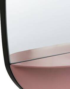Väggspegel Metall Rosa 50 x 80 cm med Hylla Väggmonterad Dekorativ Spegel Modern Stil Hängande Dekor Beliani
