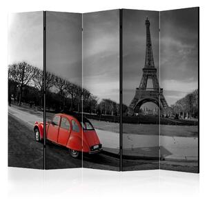 Rumsavdelare - Eiffel Tower and red car II 225x172 - Artgeist sp. z o. o