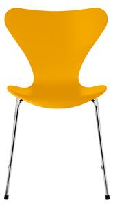 Fritz Hansen - Sjuan 3107 stol bokfanér stålstativ krom true yellow - Matstolar - Arne Jacobsen - Gul - Metall/Trä