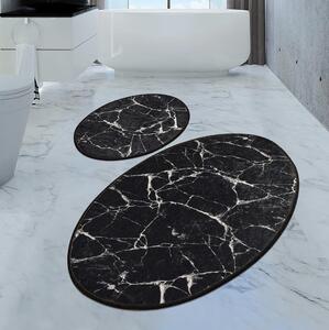 KIT 2x Badrumsmatta MARBLE 50x60/60x100 cm svart