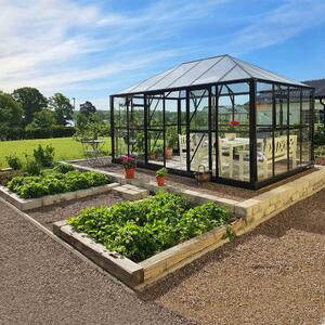 Orangeri 12,9m² | Stort premiumväxthus | 5 års stormgaranti | Svart | Gazebo