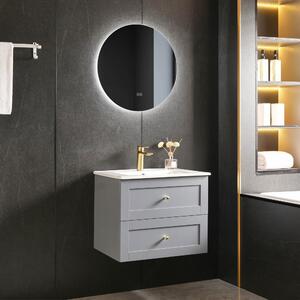 Badrumsmöbel 60cm | Kommod & LED-spegel | Velum grå